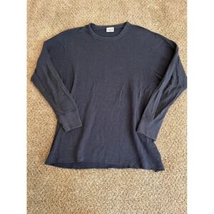 Vintage Duofold Mens Long Sleeve Shirt Large Navy Blue Thermal Base Layer Top